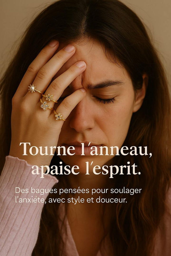 Pack de 5 Bagues rotatives à motifs différents contre l'anxiété- (Boîte offerte)